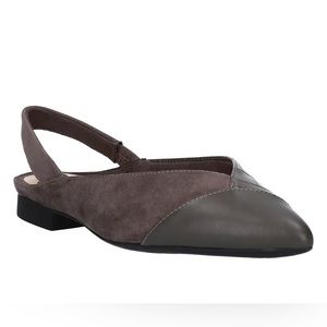 NIB Bella Vita Suede Faux Croc Leather Gray Pointed Toe Slingback Flats 7.5W